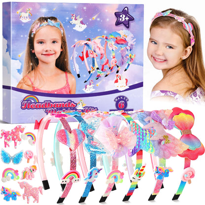 Pourbibi Unicorn Headband Making Kit for Girls Age 3+, Creative Craft Kits for Kids, DIY Fun Hairbands & Hair Accessories Toys Set - Birthday Presents & Gifts for Girls Age 3 4 5 6 7 8 Years Old