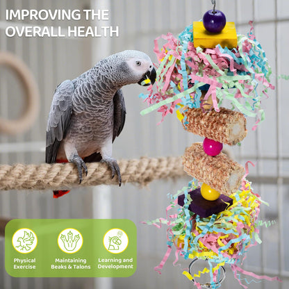 GingerUPer Parrot Toys, Cockatiel toys, Budgie toys, Bird Swing Chewing Toy for Conures, Cockatiel, African Grey Parrot, Cockatoos (Red)