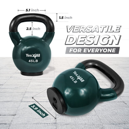 Yes4All Kettlebells Rubber Base, Kettlebell Set for Women, Strength Training Kettlebells Weights (10-65 lbs)