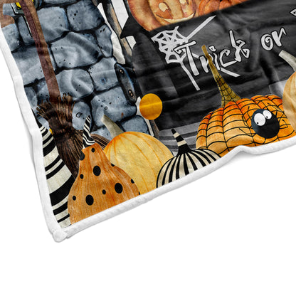 Halloween Blanket,White Ghost Pumpkin Bats and Spider Gothic Castle Terrorism Hallloween Throw Blanket,All Season Bed Couch Sofa Flannel Blanket,50X60 Inch.