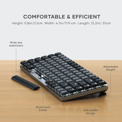 Satechi SM3 Mechanical Keyboard for Mac and Windows, 108 Keys Full Size with White LED Backlit, Wired and Bluetooth for Mac and Windows - Dark Gray/Gray