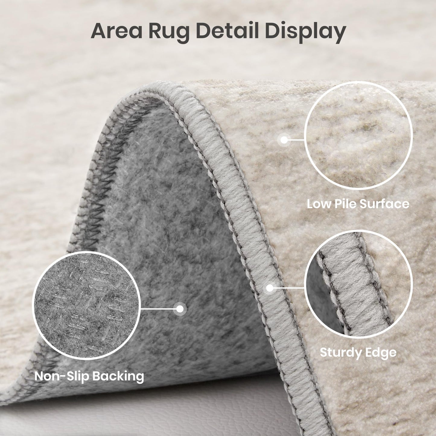 Valenrug Washable Rugs 5x8 - Stain Resistant 5x8 Area Rugs for Living Room, Non Slip Backing Printed Rugs for Bedroom, Folable Machine Washable Area Rug (5'x8', Beige)