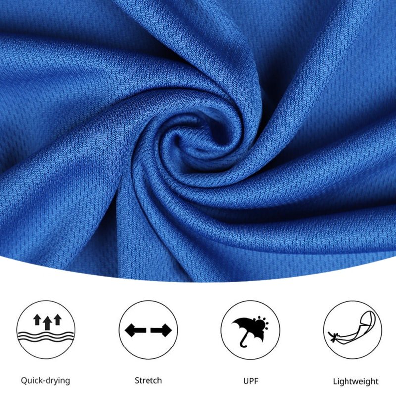 Mens Long Sleeve Shirts Quick Dry Crew Neck Sun Protection Gym Workout Athletic T-Shirt Blue L 5 Pack
