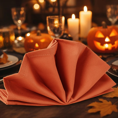 Utopia Kitchen Orange Cloth Napkins [12 Pack, 18x18 Inch] Absorbent Cotton Blend Washable and Reusable for Halloween, Thanksgiving, Dinner, Restaurant, Lunch, Wedding and Hotel