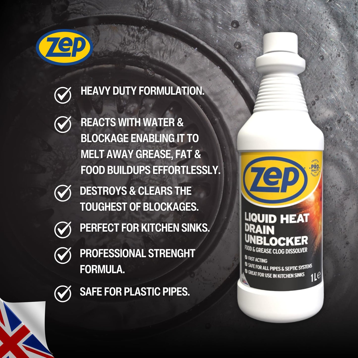 Zep Commercial Unblocker Heat Drain Liquid