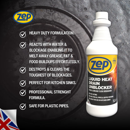 Zep Commercial Unblocker Heat Drain Liquid