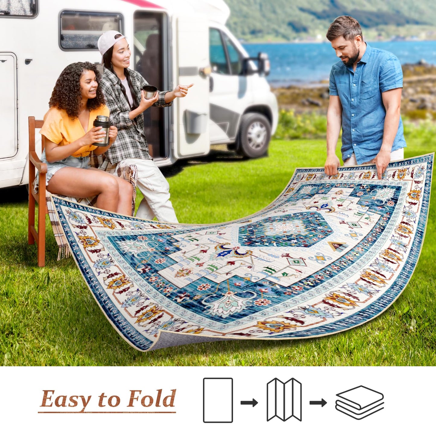 LuxStep Indoor-Outdoor Area Rug 5x7 Ft Washable Outside Rug Outdoor Carpet Large Floor Mat for Bedroom, Living Room, Backyard, Deck, Patio, RV