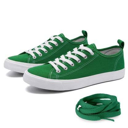 Canvas Shoes for Women Casual Low Top Sneakers Fashion Womens Tennis Shoes with Extra Laces, Emerald Green, Size 9