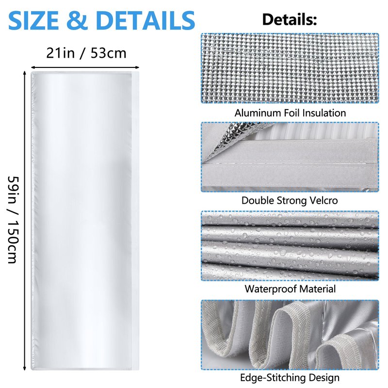 Upgraded Portable AC Hose Insulation Sleeve - Aluminum Foil Insulated Air Conditioner Hose Cover Wrap, Fit for 5"-5.9" Diameter Hoses, Silver