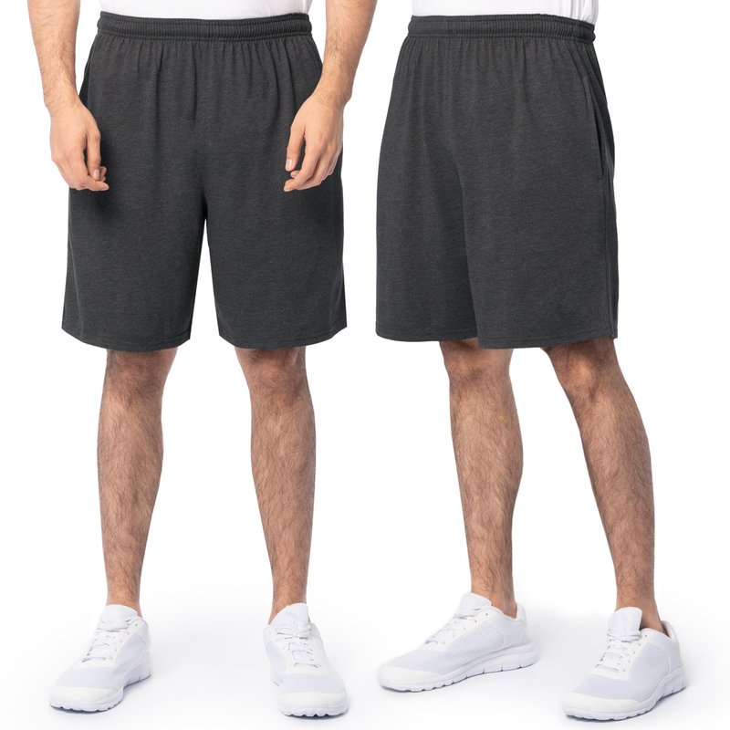 Fruit of the Loom Men's Eversoft Cotton Shorts with Pockets (S-4XL), 2 Pack-Black Heather, Large