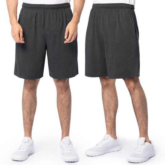 Fruit of the Loom Men's Eversoft Cotton Shorts with Pockets (S-4XL), 2 Pack-Black Heather, Large