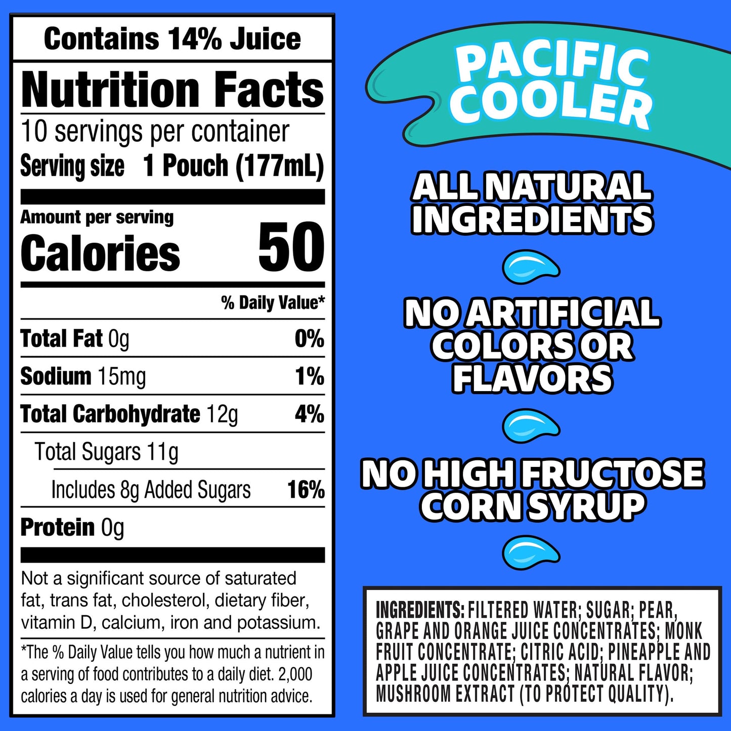 Capri Sun Pacific Cooler Mixed Fruit Flavored Juice Drink Blend, 10 ct Box, 6 fl oz Pouches