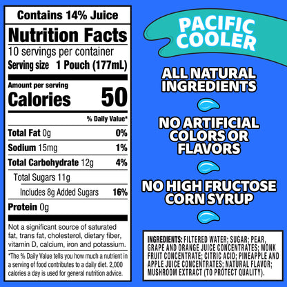 Capri Sun Pacific Cooler Mixed Fruit Flavored Juice Drink Blend, 10 ct Box, 6 fl oz Pouches