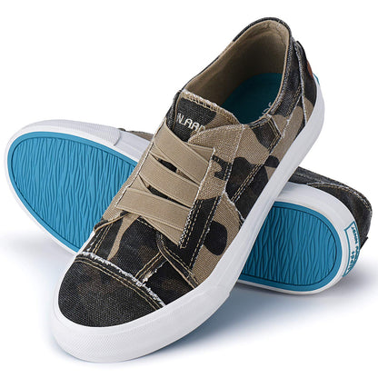 JENN ARDOR Women's Slip On Sneakers No Laces Low Top Canvas Sneakers Fashion Flats Comfortable Casual Walking Shoes