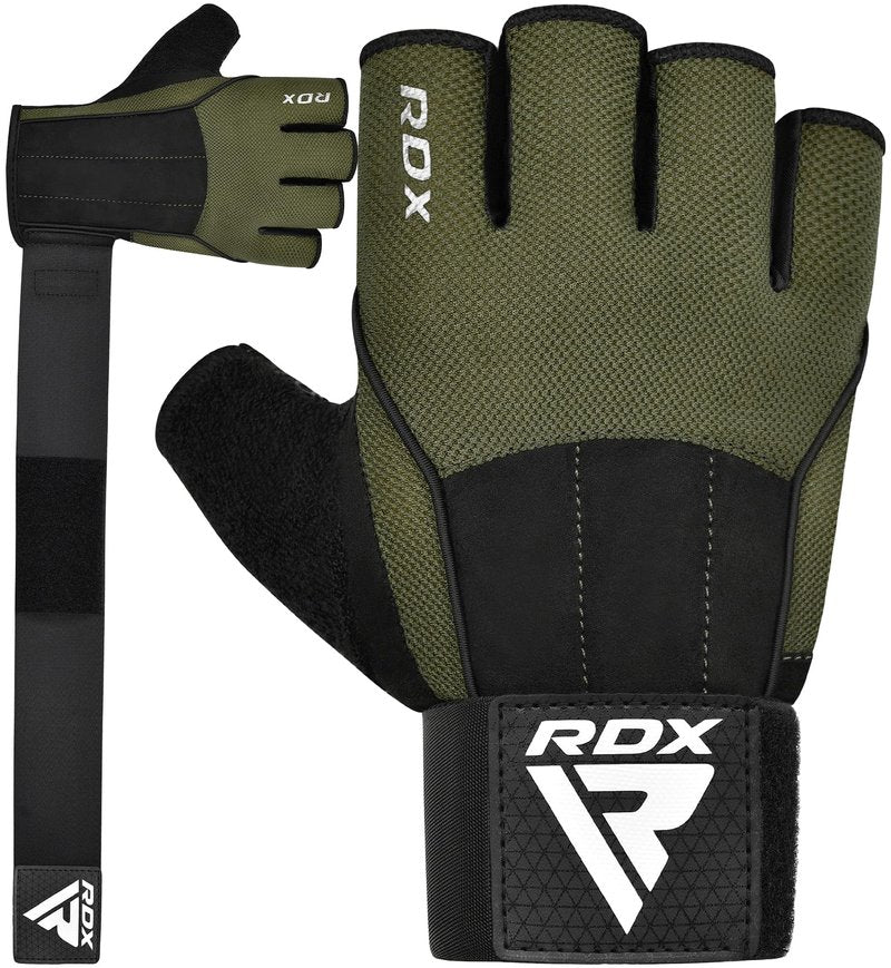 RDX Workout Gloves, 15-Inch Long Support Strap Anti Slip Palm Protection with 3 Wrist Alignment Plates, Powerlifting Deadlifting Bodybuilding Gym Fitness, Weight Lifting Exercise Training, Men Women
