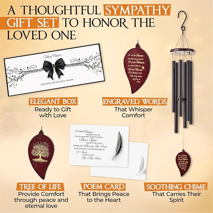 32 Inch Memorial Wind Chimes Outdoor, Sympathy Gifts for Loss of Loved One, Memorial Gifts for Loss of Mom, Sympathy Wind Chimes for Mother, Father, Brother, Sister