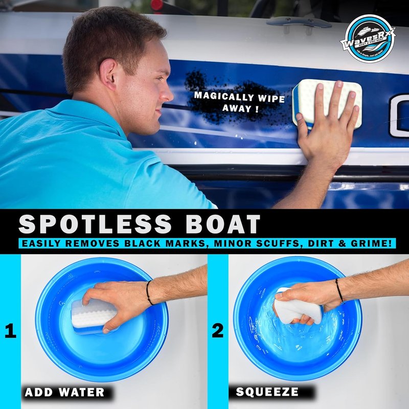 Marine Scuff & Dirt Eraser Sponges - Magic Cleaning Pads for Boats, Jet Skis & PWCs | Effortlessly Remove Deck Marks & Grease