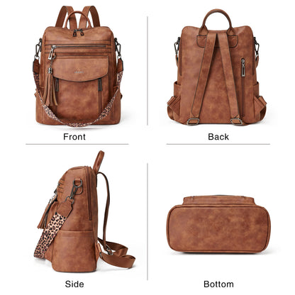Shrrie Leather Backpack Fashion Backpack Purse Designer Small Travel Backpack Convertible Shoulder Bag with Wristlet for Work College