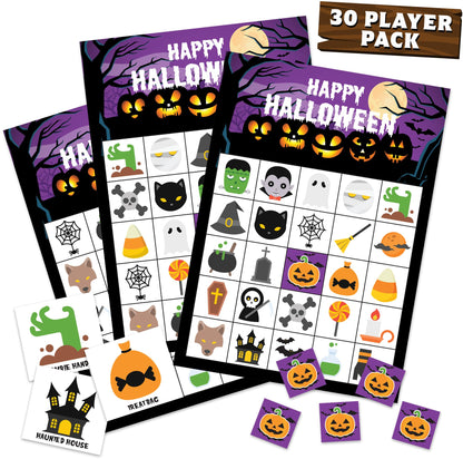 Halloween Games For Kids Party - Halloween Bingo Game For Kids With Up To 30 Players - Halloween Party Games - Halloween Crafts - Fun Spooky Activity For Families, Classroom Parties, Community Events