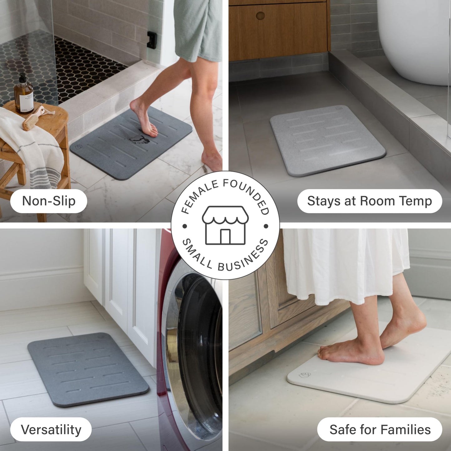 Dorai Home Stone Bath Mat - Premium Diatomaceous Earth Bath Floor Mats with Non-Slip Base, Fast-Drying Modern Shower Mat for Bathroom | Rain Sandstone - 23.6"x15.4"