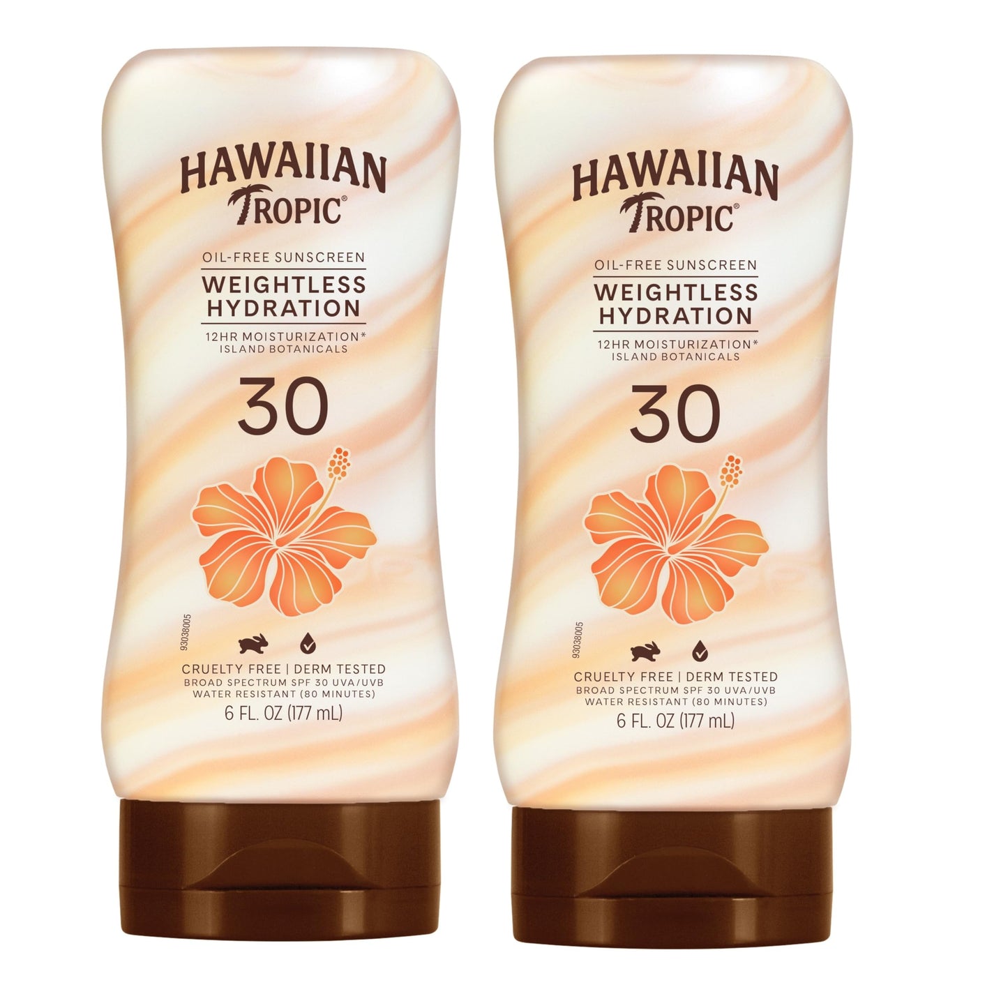 Hawaiian Tropic Weightless Hydration Lotion Sunscreen SPF 30, 6oz Twin Pack | Oil Free Sunscreen, Hawaiian Tropic Sunscreen SPF 30, Oxybenzone Free Sunscreen, Body Sunscreen Pack, 6oz each