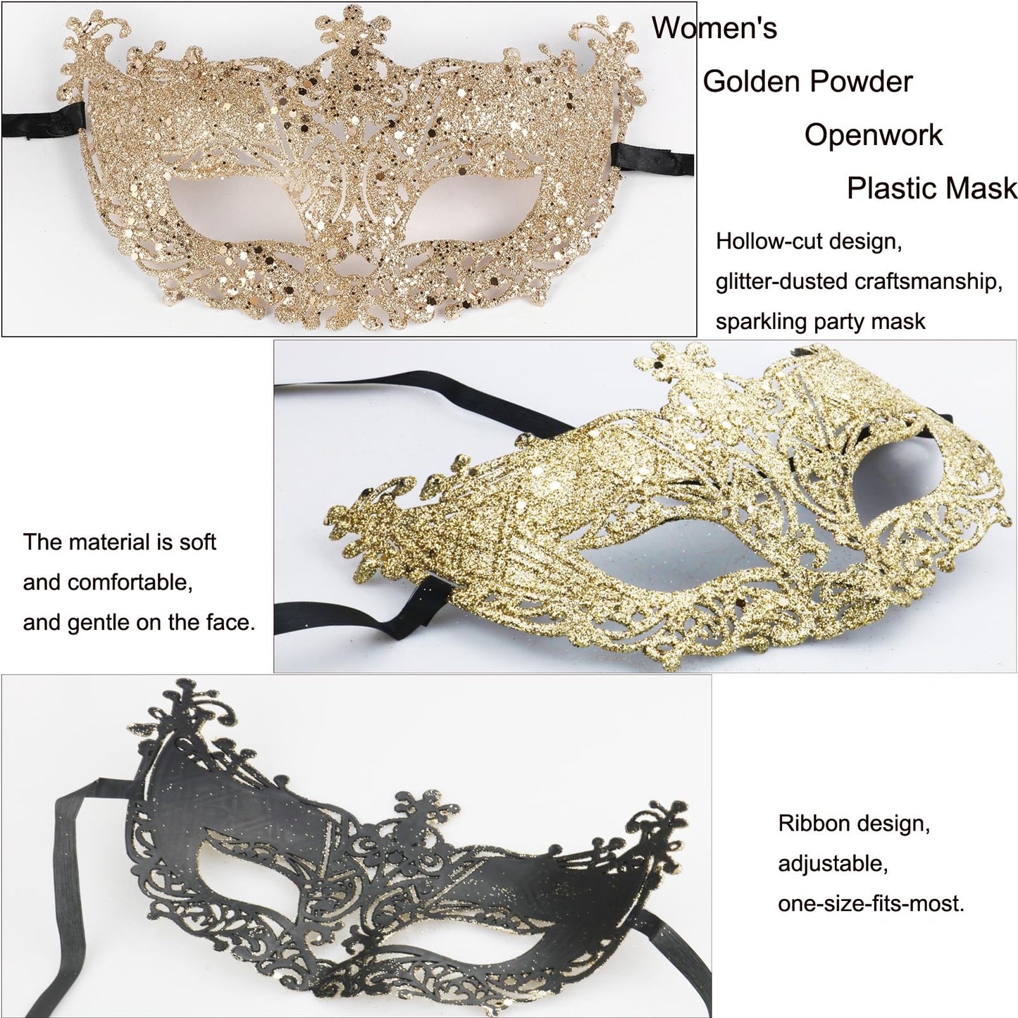Arlai Couples Masquerade Mask Set, Man & Women Mask Venetian Besties-Prom for Mardi Gras,Christmas decorations, Halloween and Parties Costume Mask