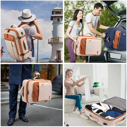 Carry on Travel Backpacks, Extra Large 40L Flight Approved Bag for Men & Women,Expandable Suitcase Backpack With 4 Packing Cubes,Water Resistant Luggage Daypack Business Weekender Bag,Beige