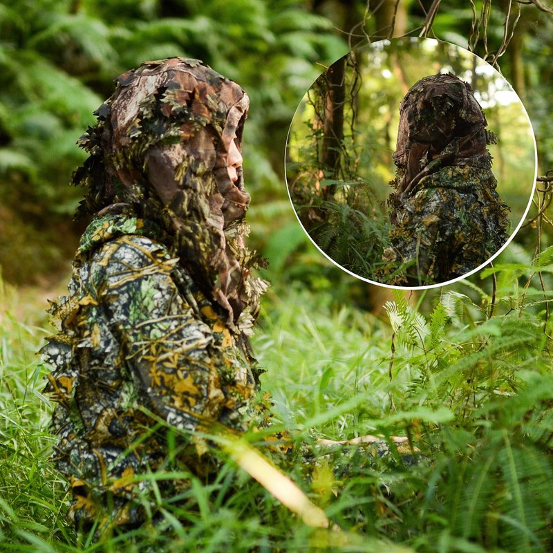 Ghillie Camouflage Leafy Hat 3D Full Face Mask Headwear Turkey Camo Hunter Hunting Accessories