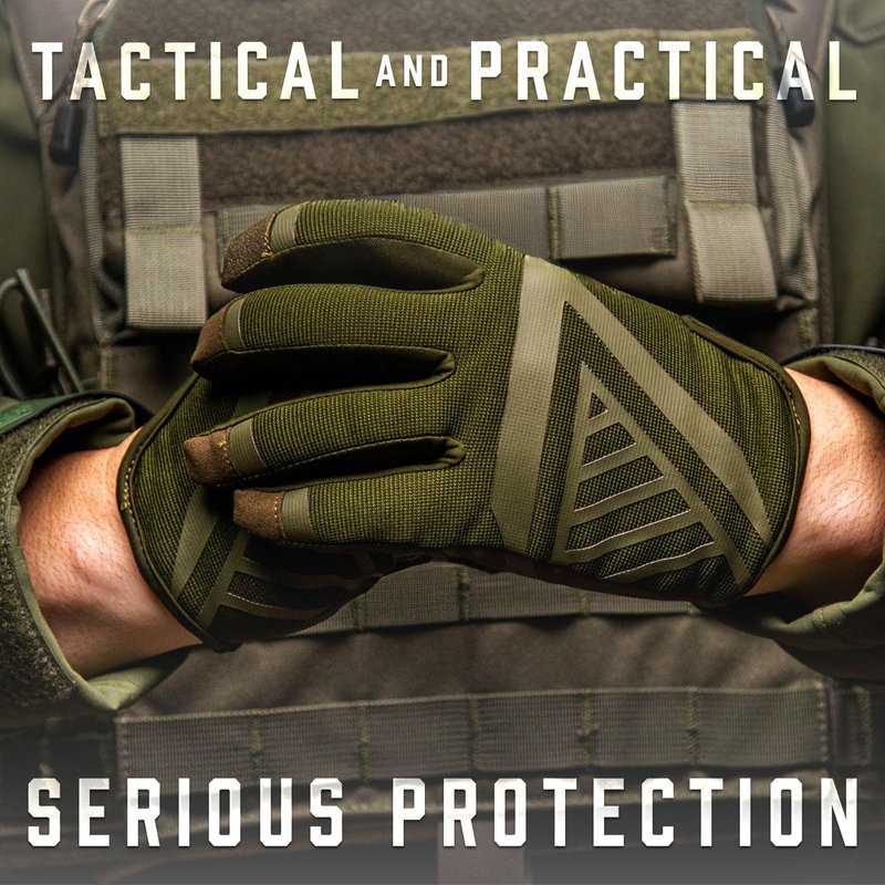 Glove Station The Impulse Gloves for Men with Touchscreen Compatibility – Suede Leather & Spandex Gloves for Motorcycle, Airsoft, Paintball & Work Use – XL, Green