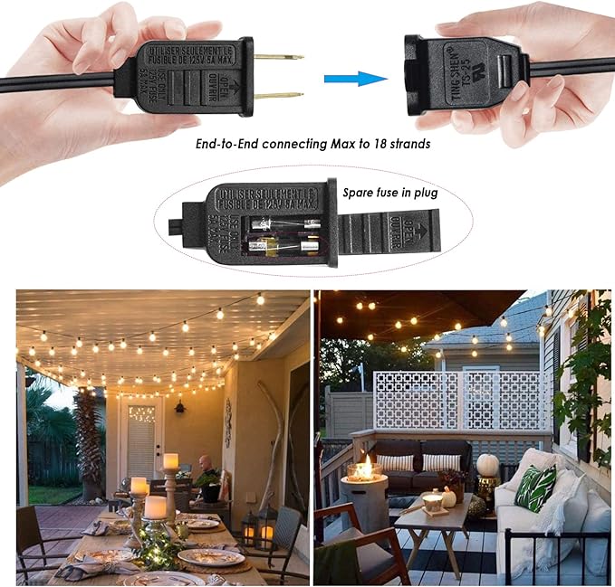 100FT Outdoor Globe String Lights LED Waterproof G40 String Lights Connectable with 52 Shatterproof Bulbs Dimmable Patio Lights String for Bistro Backyard Gazebo Lights