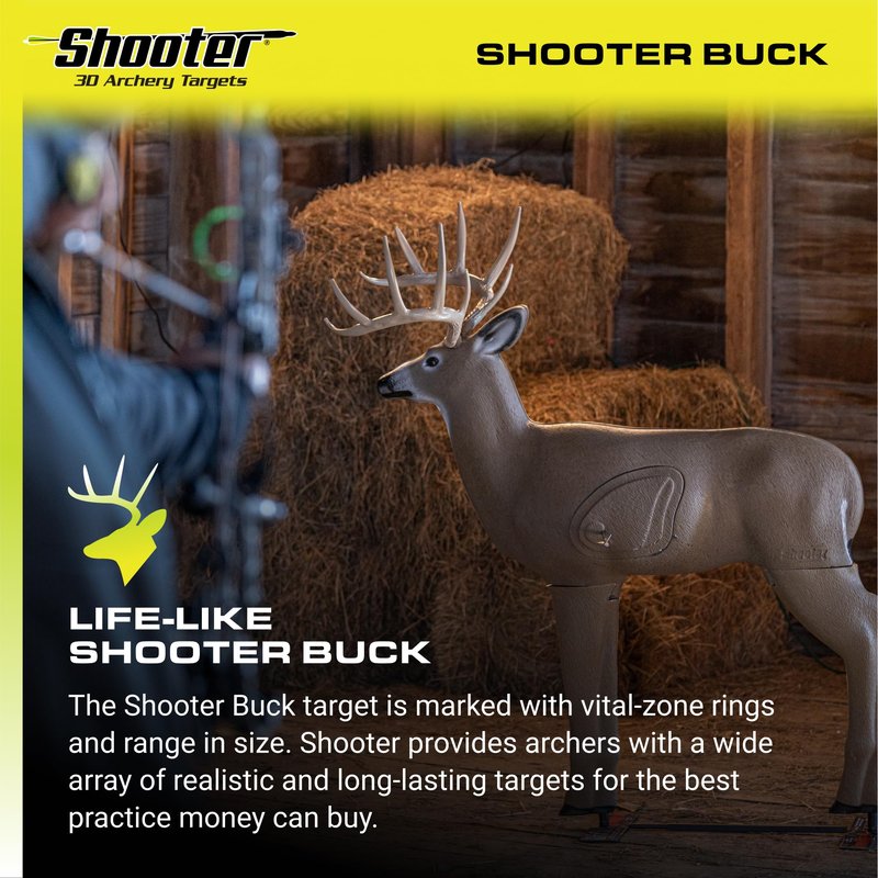SHOOTER Buck 3D Archery Target, 48” Tall, Replaceable Insert for Long Life, Weather-Resistant Construction, High-Density Impact-Response Foam Withstands Field Points, Broadheads, and Expandables