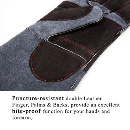 RAPICCA Animal Handling Gloves Bite Proof Reinforced Leather Padding Dog,Cat Scratch,Bird Handling Falcon Gloves Grabbing,Reptile Squirrel Snake Bite 16in/40cm