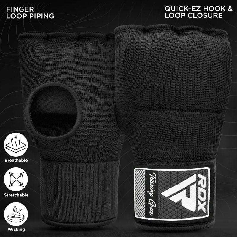 RDX Training Boxing Inner Gloves Hand Wraps MMA Fist Protector Bandages Mitts,Black,Large