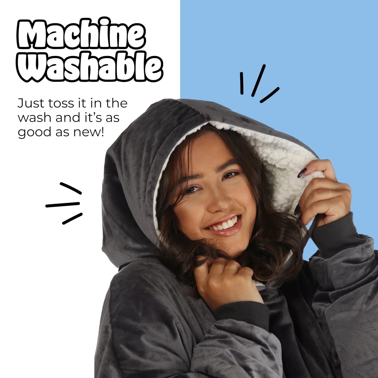 THE COMFY Original | Sherpa Lined Microfiber Fleece Wearable Blanket, Oversized Design with Hood and Pocket, From Shark Tank, for Women & Men, Warm and Cozy Gifts