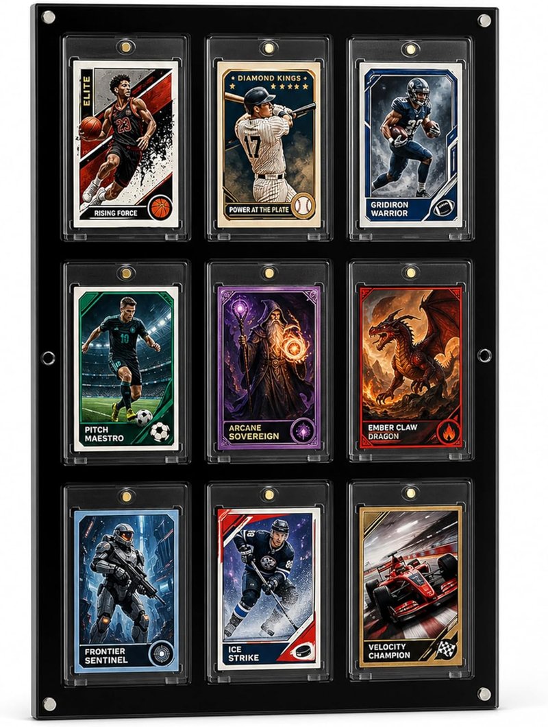 Acrylic Trading Card Display Frame - Wall Mount & Stand for 9 Cards | UV Protection for Sports & Gaming Collectibles