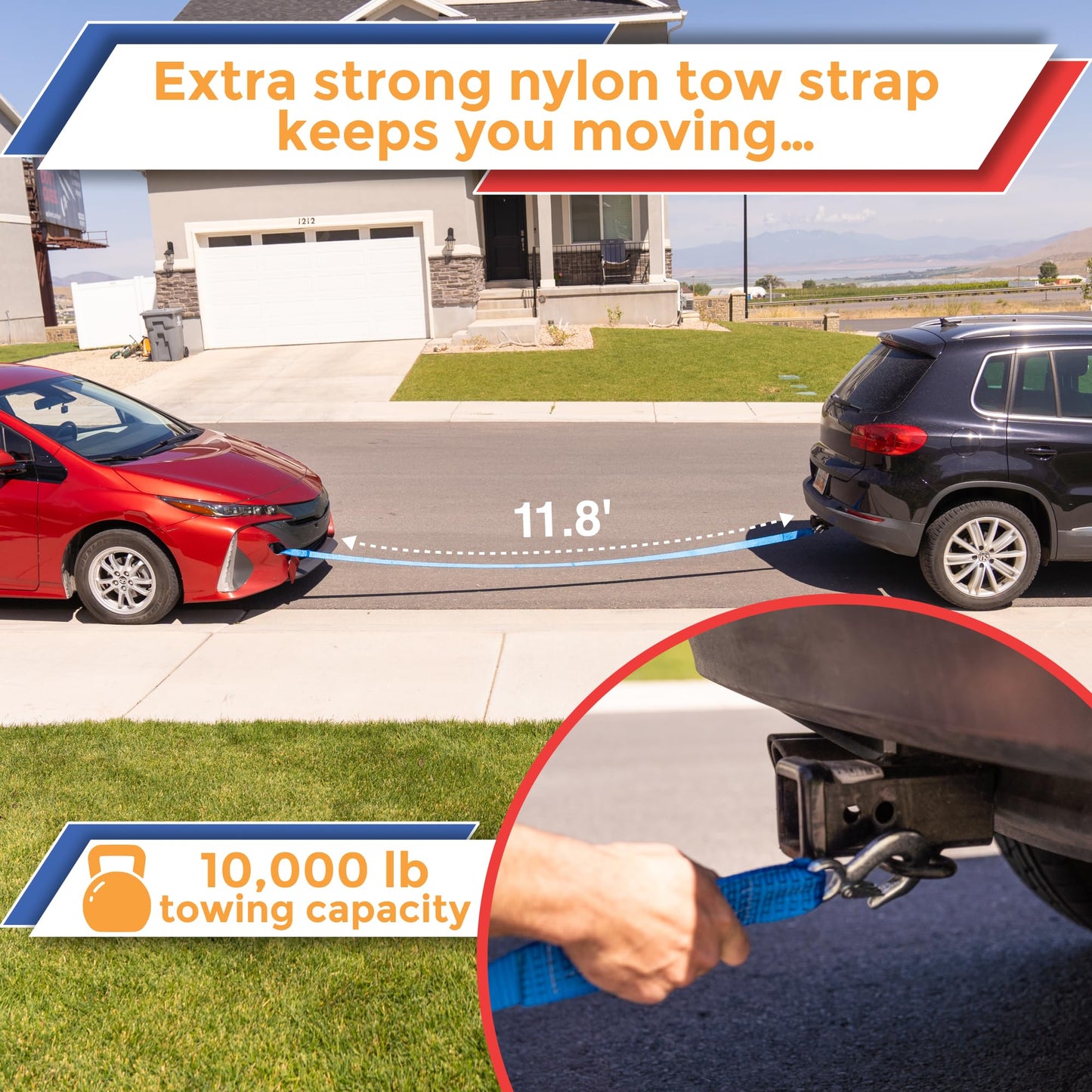 Car Emergency Kit with Air Compressor, Jumper Cables, First Aid, Tow Strap, Tire Gauge, Headlamp – Roadside Safety Kit for Women, Men, Teens