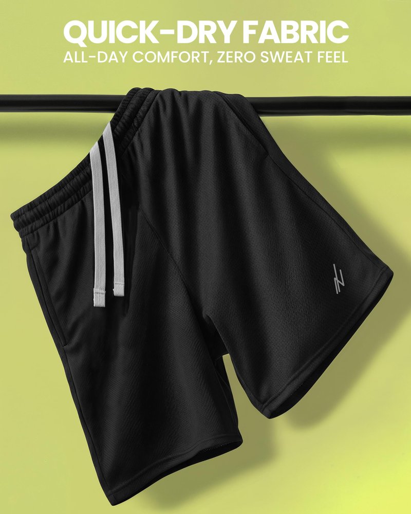 NY Threads Men's Athletic Shorts Quick Dry Loose-Fit Lightweight Running Workout Gym Shorts with Pockets, X-Large, Black