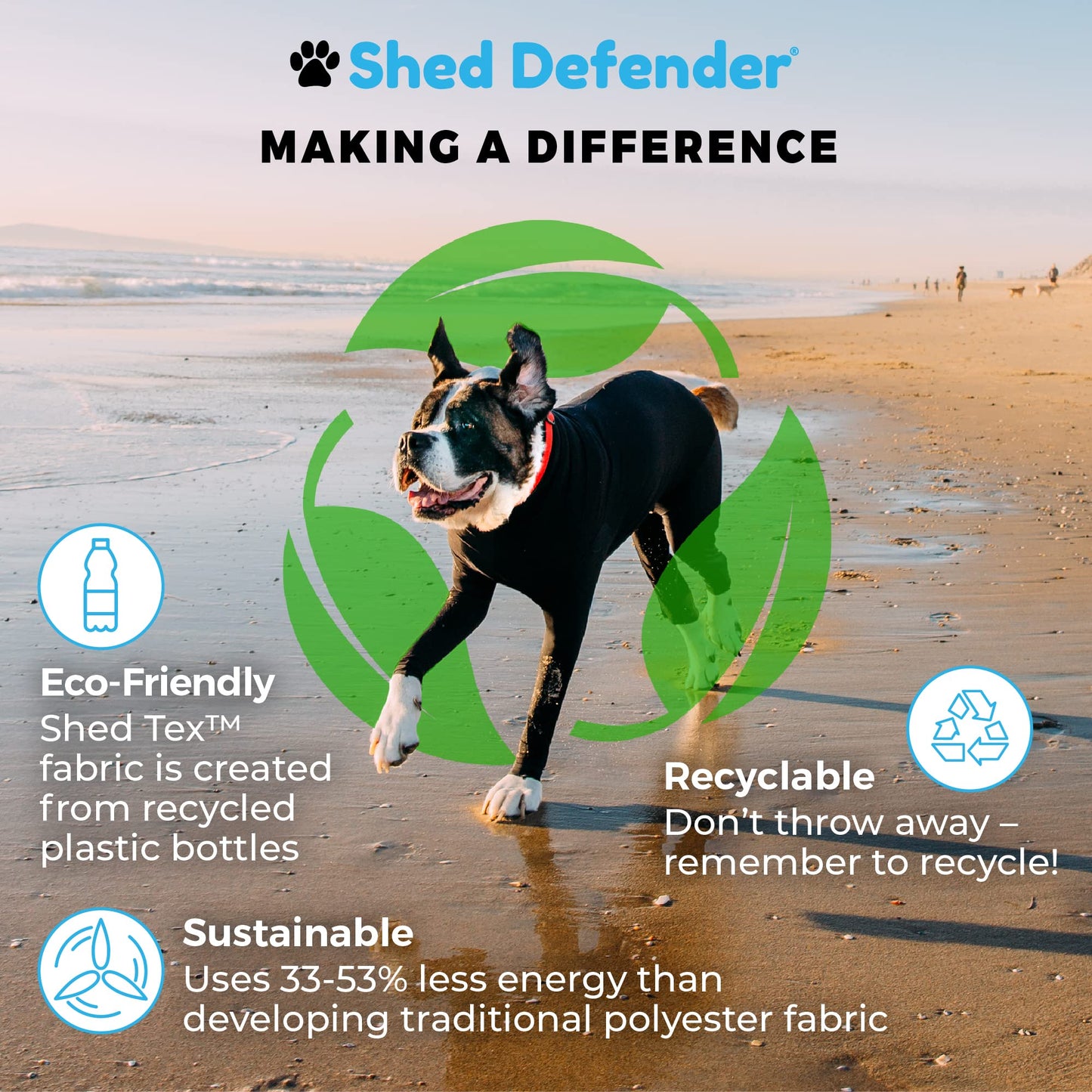 Shed Defender Bodysuit for Dogs - Original Dog Onesie Shedding Shirt - Seen on Shark Tank - Contains Dog Hair, Anxiety Calming Surgery Recovery Suit - Vet Approved