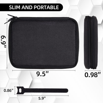 CNPOP Electronics Organizer Travel Case Cord Cable Charger Organizer Bag Travel Accessories Essentials for Women Men Double Layers Tech Pouch with 5 Cable Ties for Phone Power Bank SD Card USB, Black