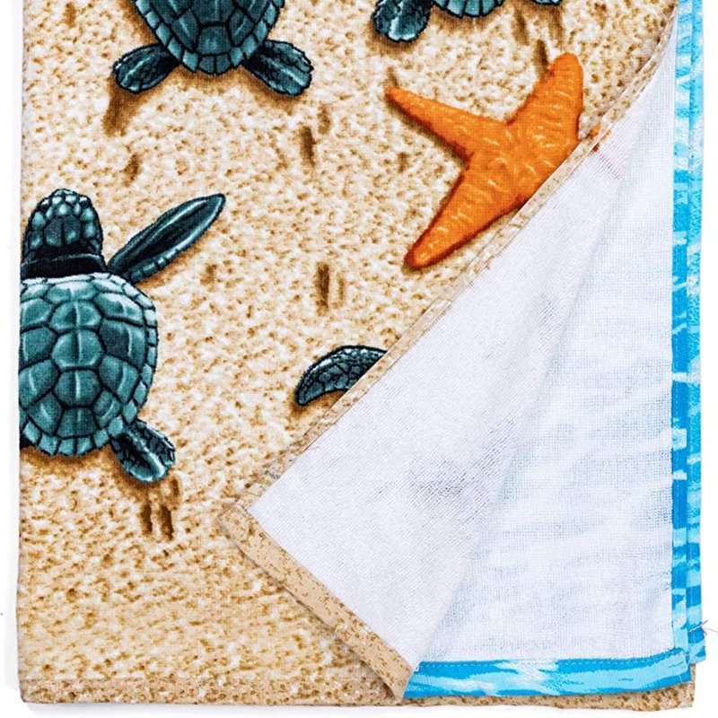 Dawhud Direct 30" x 60" Beach Towel - Large Sea Turtle Print - Microfiber Bath Towel for Women, Girls, Kids, Men - Oversized Pool and Swimming Drying Towel - Big & Super Soft Plush Cotton Throw Towel