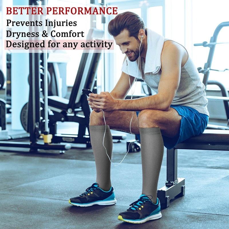 CHARMKING Compression Socks for Women & Men (8 Pairs) 15-20 mmHg Graduated Copper Support Calf Socks are Best for Pregnant, Nurses - Boost Performance, Circulation, Knee High Wide Calf(S/M, Multi 52)
