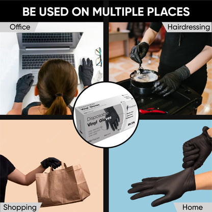 500 x Black Disposable Gloves | Vinyl Gloves Disposable | Latex free Gloves | Powder Free Gloves | Black Gloves Disposable | Strong And Non-Sterile | (Large, 5 Packs of 100)