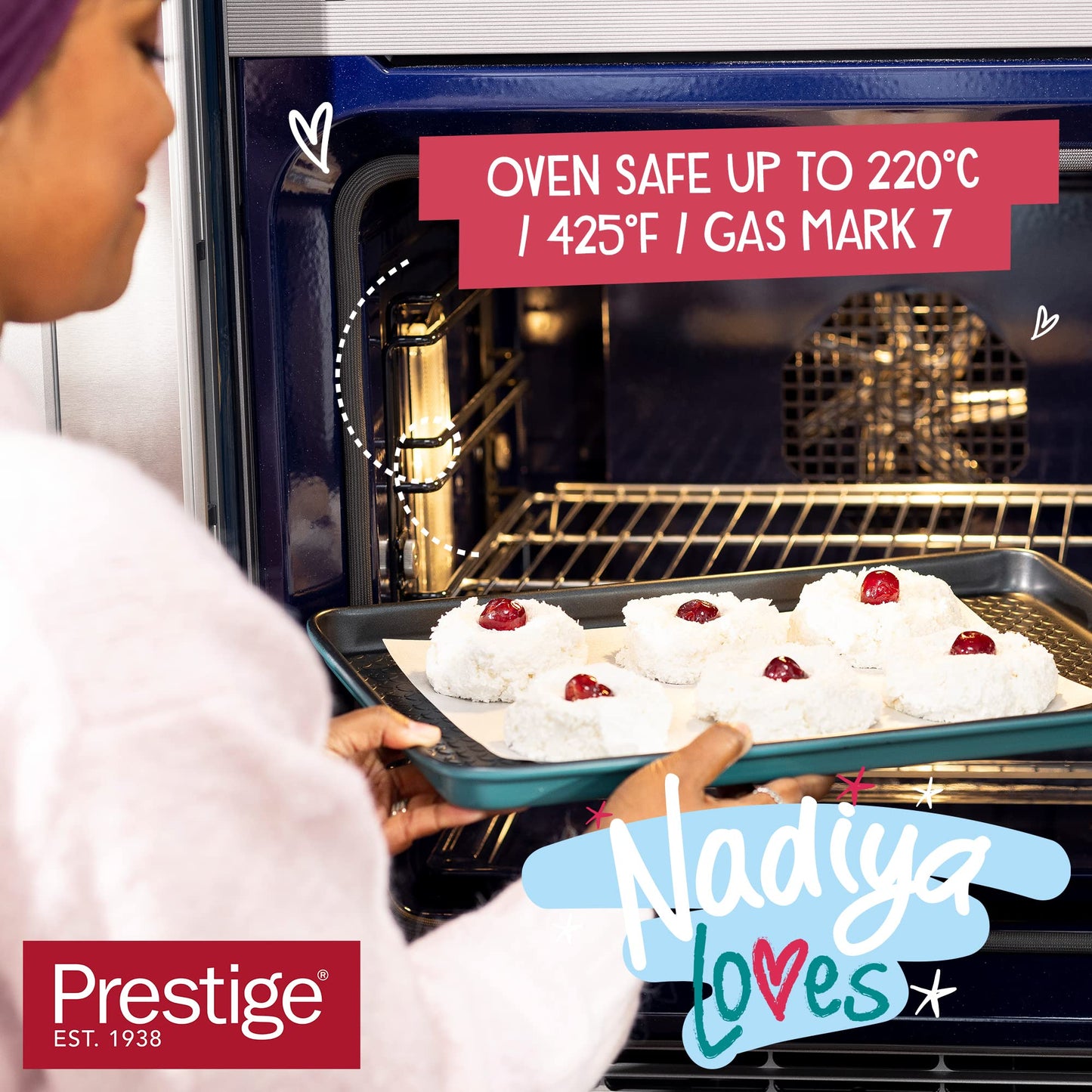 Prestige x Nadiya Roasting Tin Non Stick - Deep Large Baking Tray 33cm x 23cm, Durable Steel, Dishwasher Safe Roasting Tray Bakeware, Blue/Black, 13" x 9", Teal