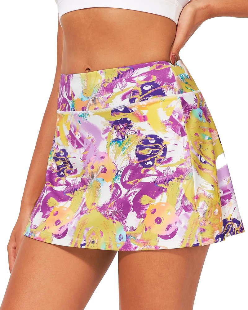 Stelle Women Tennis Golf Skirts High Waisted with Pockets Inner Shorts for Athletic Skorts Sports Running Pickleball (PP,L)