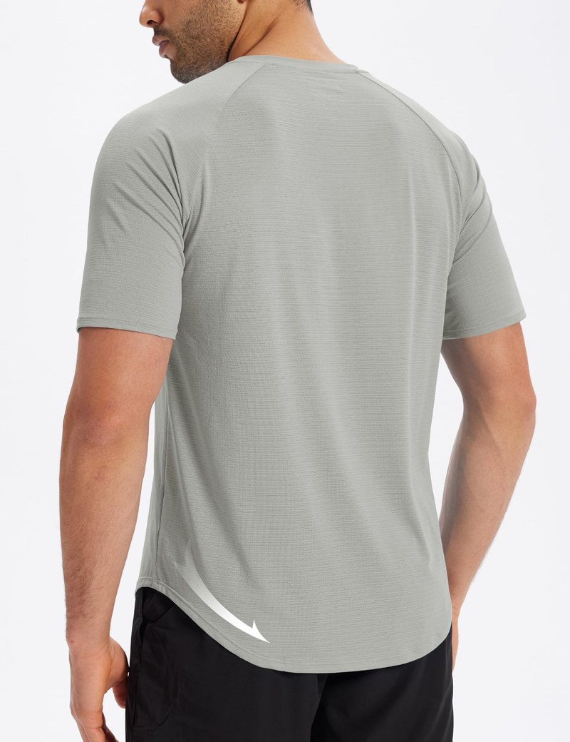 MAGCOMSEN Shirts for Men Athletic Dry Fit Running Short Sleeve Shirt Workout Gym Tshirt Cooling Breathable Top LightGrey L