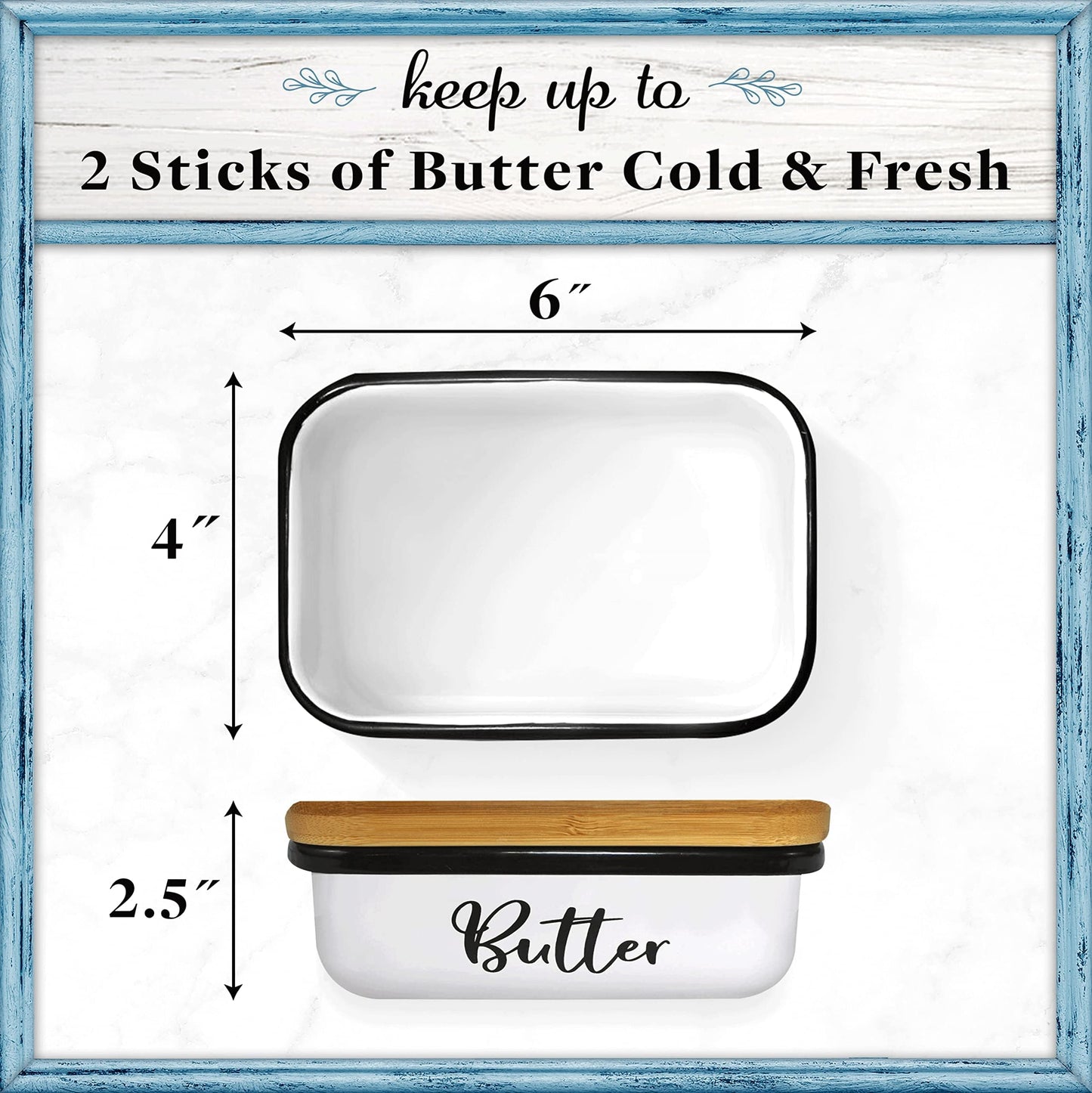 Home Acre Designs Butter Dish with Lid for Farmhouse Home Decor, Kitchen Collection