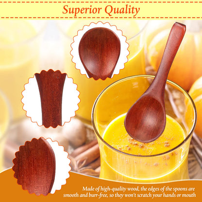 30 Pcs Small Wooden Spoons, 3. 5 Inch Mini Wood Natural Spoons for Jars Tasting Condiments Salt Sugar Coffee Tea Honey Spices, Tiny Wooden Teaspoons for Kitchen Supplies(Dark Brown)