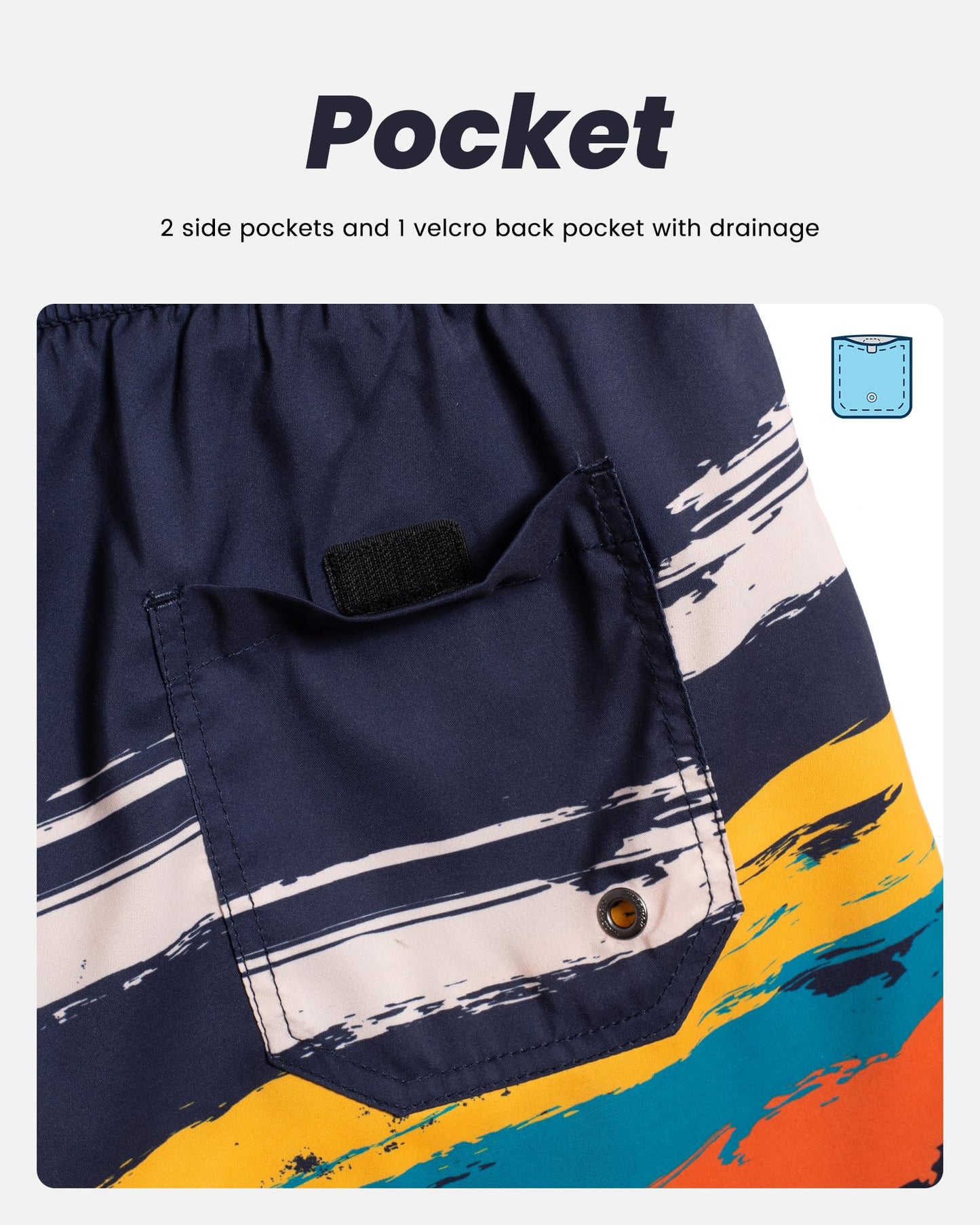 maamgic Mens Swim Trunks Quick Dry Swim Shorts with Mesh Lining Funny Swimwear Bathing Suits 7inch Leaves White Small