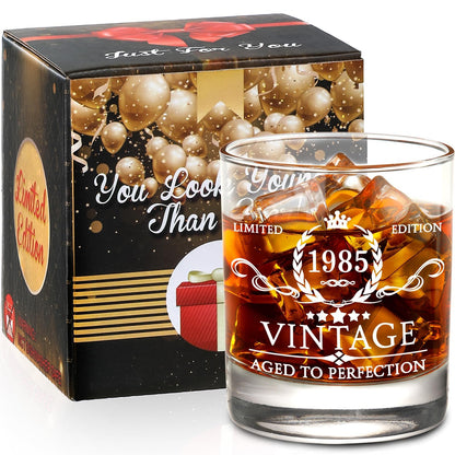 AOZITA 40th Birthday Gifts for Men - 40th Birthday Decorations for Men, Party Supplies - 40th Anniversary Ideas for Him, Dad, Husband, Friends - 11oz Whiskey Glass