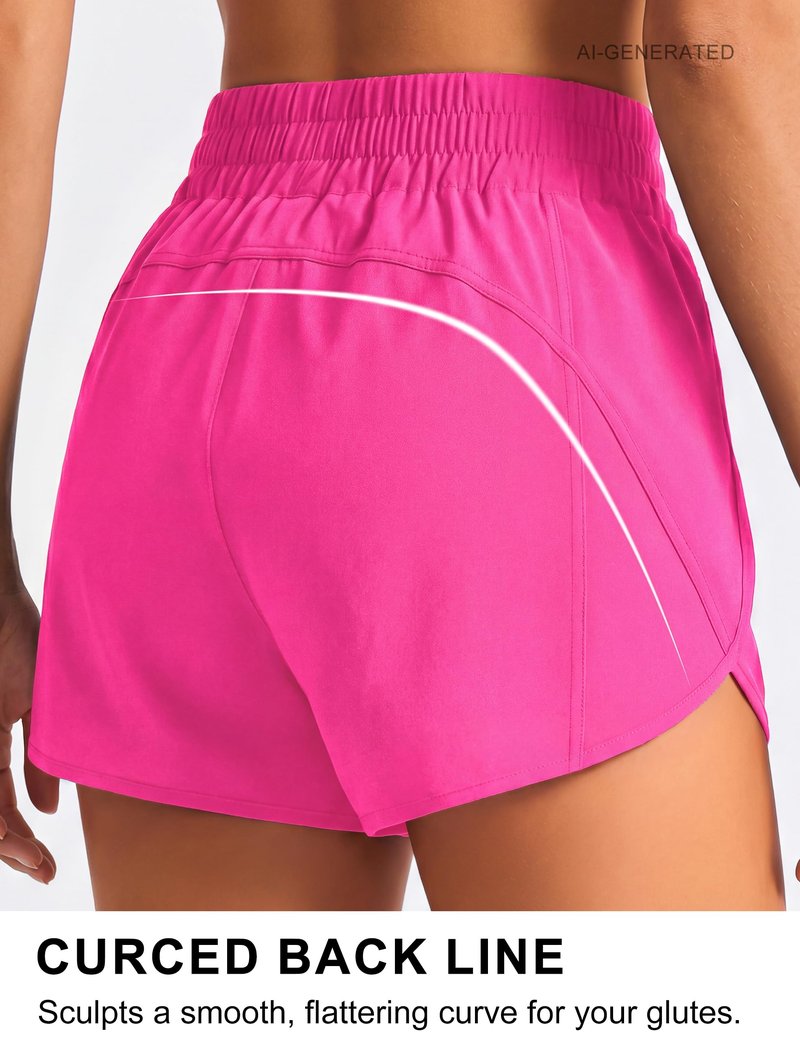 BMJL Women's Running Shorts Elastic High Waisted with Pockets, 2.5" Sporty Workout Quick Dry Athletic Shorts(M,Hot Pink)